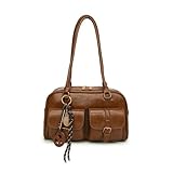 Fryloo Bolso De Mujer Multibolsillos Marrón Café, Bandolera Hombro con Letras Elegante Y Versátil para Mujer, Informal Todos Los Días Viajes Trabajo-marrón C