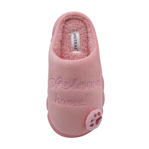 Image of VRITRAZ Women's Comfort Slip On Closed Toe Warm Winter House Clog Indoor Slipper with Cute Print and Degins
