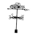 Generic Black Pickup Truck Weathervane Weather Vane Art Wind Direction Indicator Truck Ornament for Cottage Lawn Fence Yard Courtyard