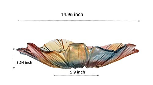 Szhqyg 14.96Inch Diameter Crystal Glass Colorful Fruit Bowl,Crystal Multi-Color Classic Tray,Tabletop Crystal Glass Fruit Plates Bowlfor Dessert Plate Flower-Shaped Design #TOP1