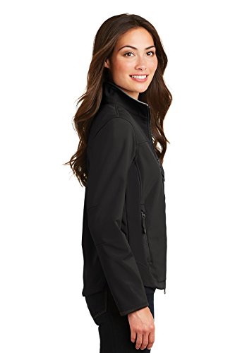 Port Authority Ladies Glacier Soft Shell Jacket M Black/Chrome #TOP1
