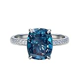 Square-Cut Blue Topaz Halo Cubic Zirconia CZ Engagement Rings Wedding Party Statement Cocktails Classic Sapphire 925 Sterling Silver Solitaire Diamond Anniversary Promise Ring For Women Size 9