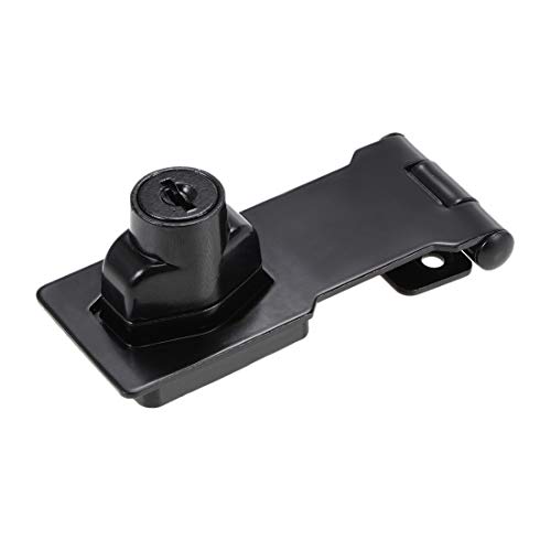 Uxcell 3-Inch Keyed Hasp Locks Zinc Alloy Twist Knob Keyed Locking Hasp W Screws For Door Cabinet Keyed Different Black 2Pcs #TOP4