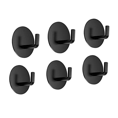 LINGYE Handtuchhaken, 6 Stück Haken Selbstklebend Wandhaken Klebehaken Edelstahl Handtuchhalter Ohne Bohren, Wasserfest Rostfrei für Toilette Badezimmer und Küche - Runde Cover