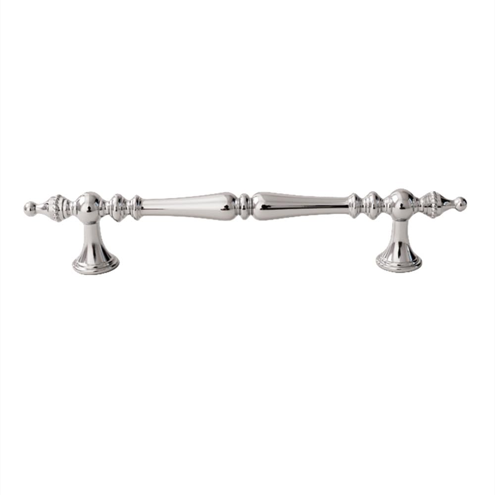 Poignées de meubles de luxe en laiton argent brillant avec entraxe 128 mm haute résistance