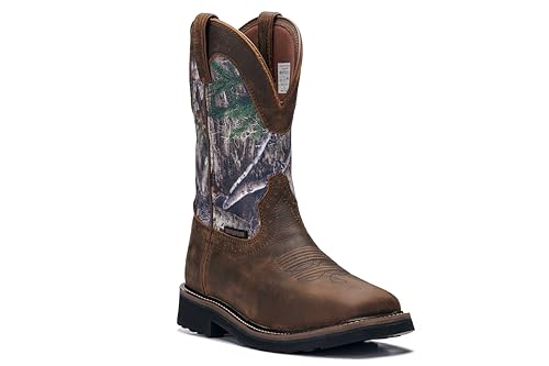 Image of Golden Fox Men's Waterproof 11 inch Square Toe Western Work Boots Soft Toe Pull-On Lightweight Outsole EH Rated Industrial Safety Boots