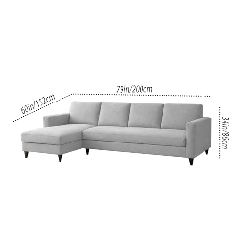 Image of Carlos LHS 4 Seater L Shape Sofa Set for Living Room & Home Office Furniture, Modern Durable Sectional Corner Sofa Couch, Premium Fabric Comfortable Seating with Strong Frame (Grey)