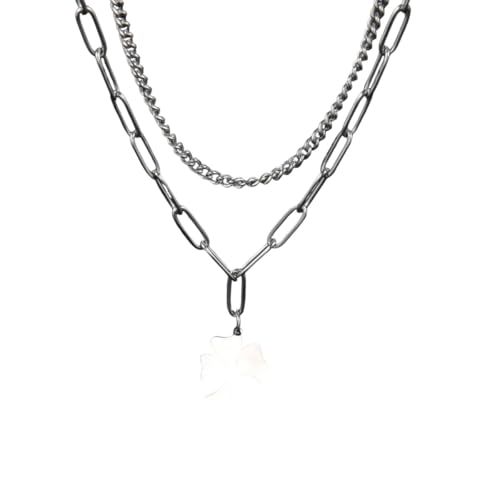 Collier trèfle à quatre feuilles accessoire mode double chaîne pour style quotidien