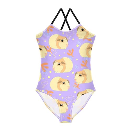 Guinea Pigs Girls One Piece Swimsuits Cute Sport Halter Swimwear Beach Bathing Suit 9-10T Multi