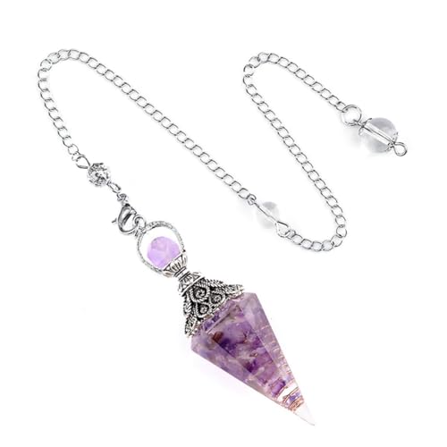 JYNXOR Péndulo De Cristal, Amatista Piedra Natural, Colgante