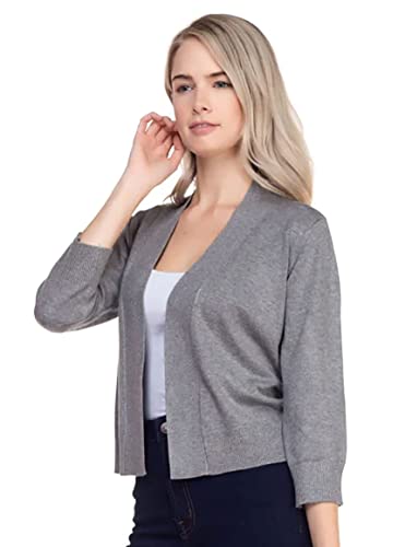 Image of Bolero Cropped Cardigans Shrugs for Women - 3 /4 Sleeve Open Front Cover up for Dresses