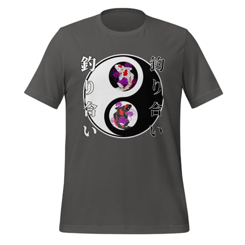 T-shirt carpe Koï Yin Yang style japonais en coton confortable