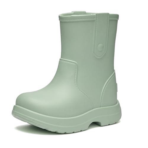 Ladeheid x Camminare Kinder Gummistiefel aus leichtem EVA wasserdicht rutschfest und angenehm flexibel mit schlichtem robustem Design für komfortable Alltagswege LA-CA-18 (Oliv 34/35 EU)
