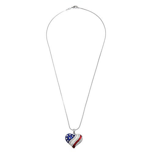 Pammyj 20942 Usa Flag Red White Blue American Flag Heart Necklace thumb #1