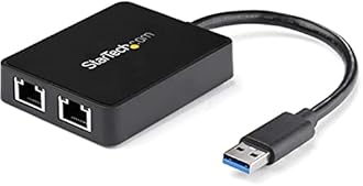 StarTech.com USB 3.0 to Dual Port Gigabit Ethernet Adapter NIC with USB Port (USB32000SPT)