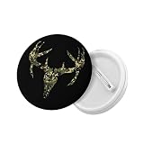 Round Badge Camouflage-Camo-Deer-Skull-Hunting Set of 5 Decorative Button Brooch Lapel Pins for Hats