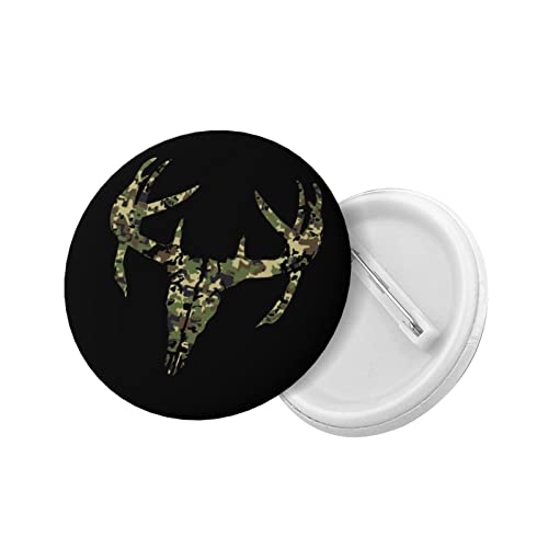 Round Badge Camouflage-Camo-Deer-Skull-Hunting Set Of 5 Decorative Button Brooch Lapel Pins For Hats Suits Shirts Backpacks Clothes #TOP12