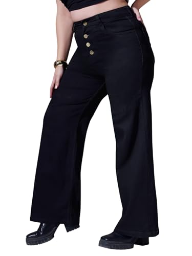 Image of Miss Chase A+ Women's High Rise Regular-Length Stretchable Denim Wide-Leg Shaping Jeans
