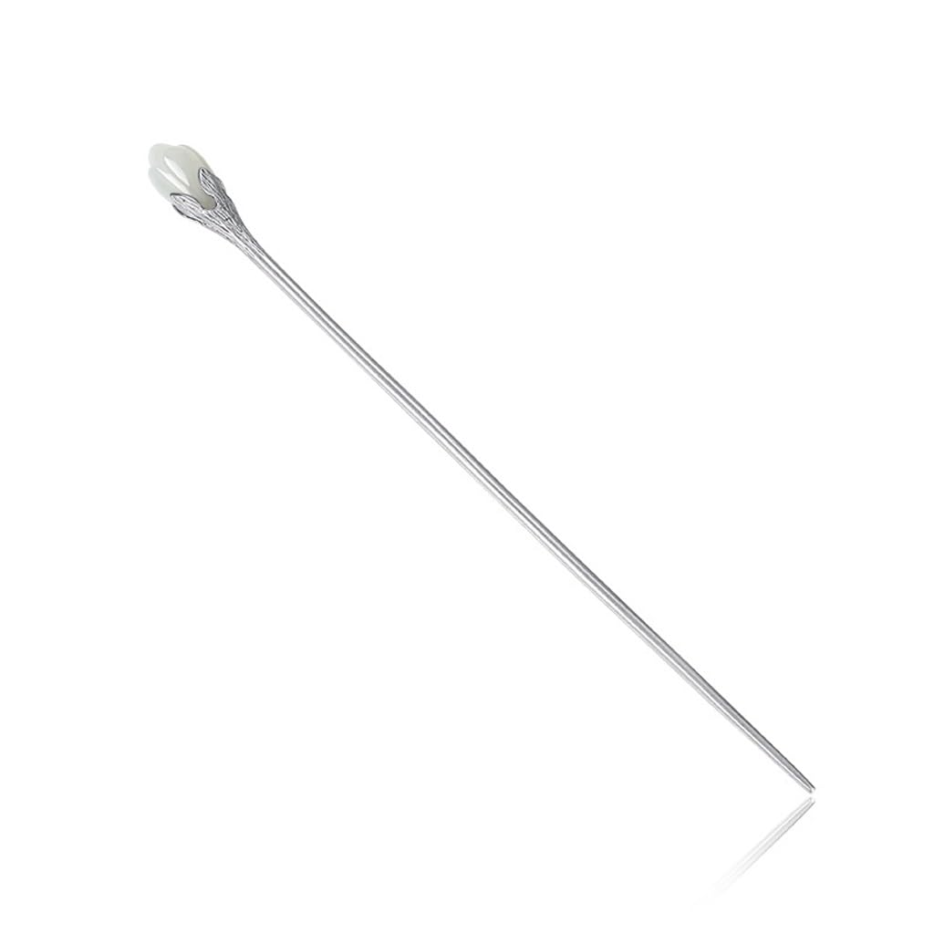 HBJWOV S925 All Body Silver Inlaid With Hotan Jade Magnolia Hairpin Character