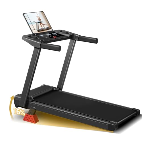 16% Incline Treadmill with Handles, 3-in-1 Portable Treadmills for Home