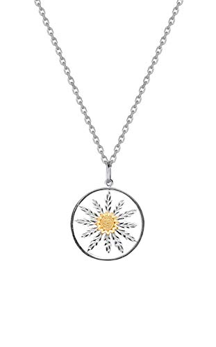 TALISMAN JEWELLERY Colgante circular de Plata 925 y Chapado Oro - Eguzkilore, Flor Vasca (15 MM x 20 MM)