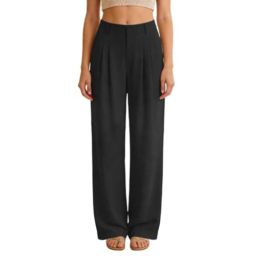 Pantalon confortable taille haute tricotée et boutonnée chic
