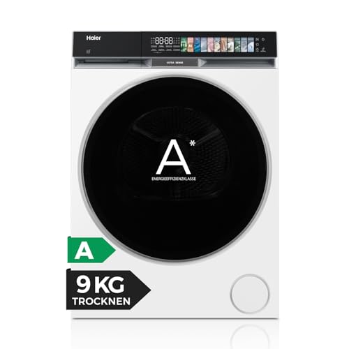 Haier Wärmepumpentrockner 9kg I G9 Serie I Klasse A I AI Power Inverter Motor Ultra Sense Pillow-Schontrommel Automatikprogramm & Hygiene-Option I-Refresh hOn App I HD90-A687U1