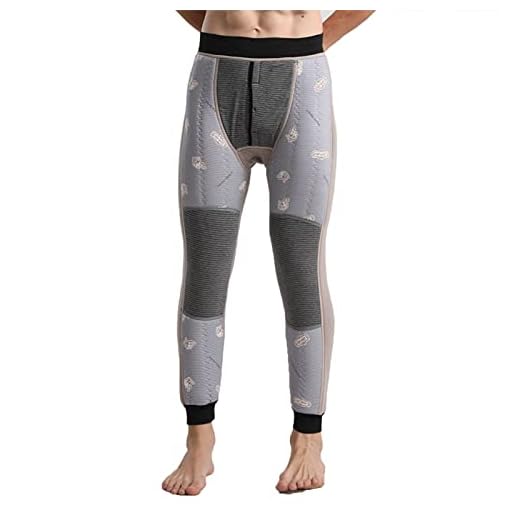 Mens Winter Warm Cotton Thermal Underkläder Cashmere Och Graphene Knee Pads Bottoms Long Johns(Size:3XL,Color:svart)
