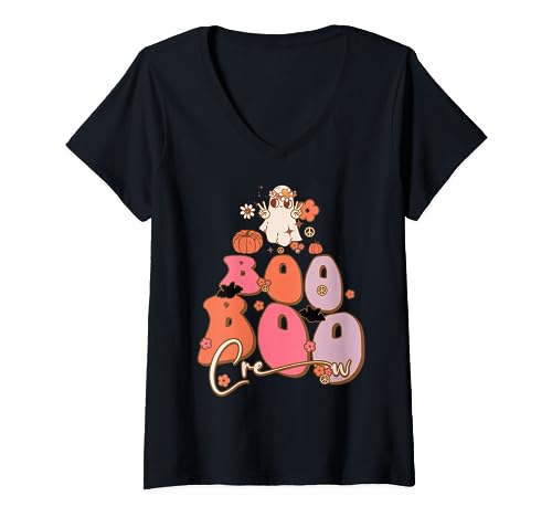 Groovy Nurse Boo Boo Crew Halloween Carino Boo Uomo Donna Bambini Maglietta con Collo a V