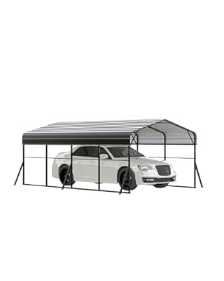 12x20 FT Heavy Duty Metal Carport Kit with Reinforced Frame & Anchor Bolts, for RV, Truck, Boat, Tractor Shelter, 100MPH Wind/35PSF Snow Rating, Easy Assembly