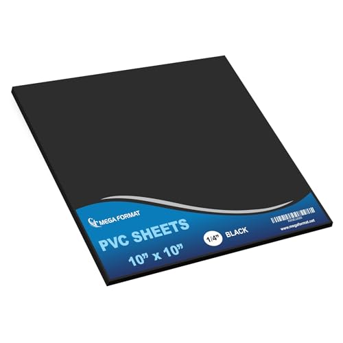 Image of Mega Format Expanded PVC Plastic Sheets - 10 inch X 10 inch Rigid Black Sheet for Crafts, Signage, & Displays - Sintra, Celtec PVC Board - Waterproof for Outdoors Use - 1 /4 inch 6mm Thick - 1-Pk-Black