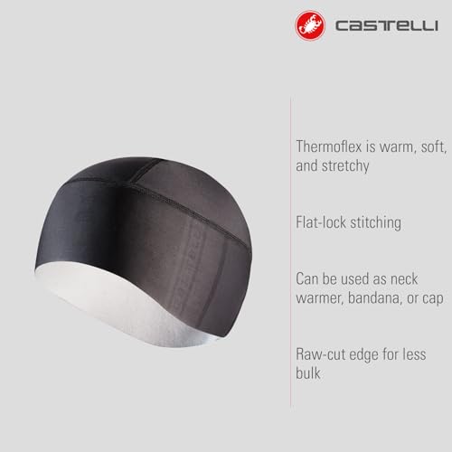 Castelli Boné feminino Pro Thermal 2 Skully, leve com isolamento de lã, capacete compatível com cicl
