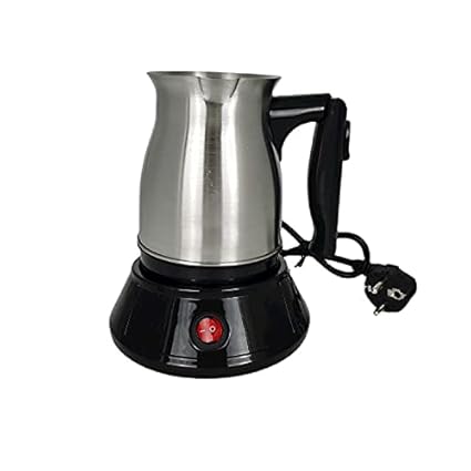 JANKI ENTERPRISE Stainless Steel Electric Coffee Maker Pot with Folding Handle (600ml, 600w, Silver)