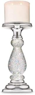 Silver Swirling Glitter Pedestal Compatible with Bath and Body Works 3-Wick Candles