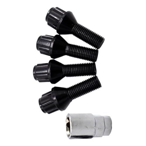 Tornillos rueda coche M12x1.5x26mm negros para E34 E36 E39 con pernos de bloqueo y llave 2