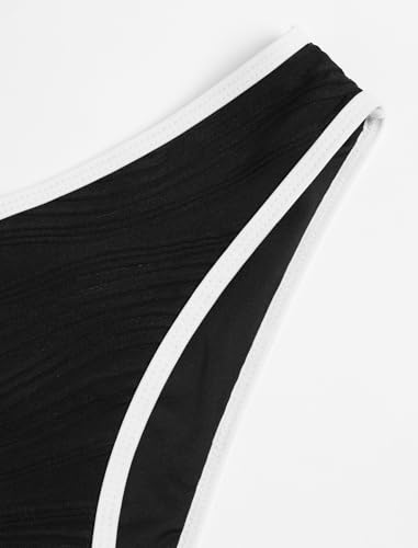 Image of ZAFUL Women Strapless Textured Bandeau Bikini 2 Piece Swimwear Cheeky Solid Lace up Bathing Suits