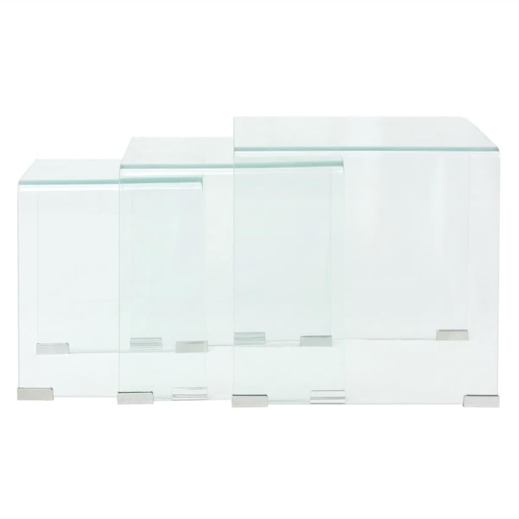 Générique Ensemble de Tables gigognes 3 Pièces Verre trempé Transparent, Meubles, Tables, Tables Basses et Tables d'appoint, Tables Basses, Transparent, (Poids 26.7KG)