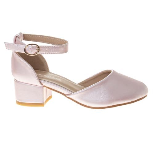 Image of Josmo Girls Low Heel Dress Pumps Crystal Strap Formal Wedding Sandals Flower Girl Shoes for Toddler /Little Kid /Big Kid