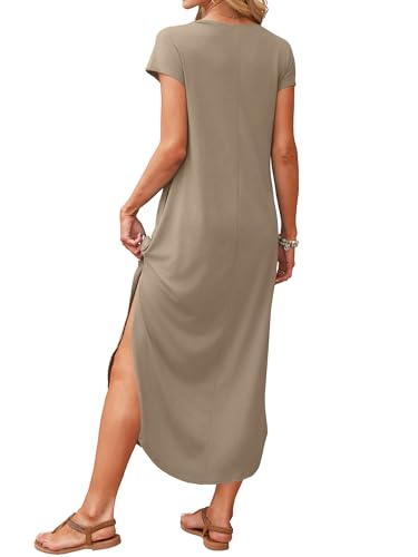 Image of RUMIA Summer Maxi Dresses for Women Cap Sleeve Long Sundress with Pockets