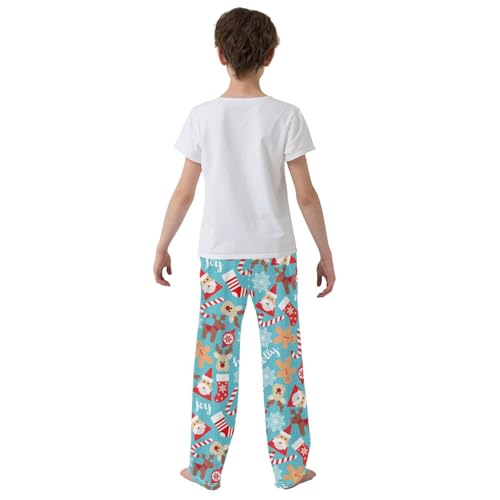 ZZXXB Holly Joy Reindeer Boys Long Pants Soft Trousers Elastic Waist Kids Lounge Bottoms with Pockets S-XL3