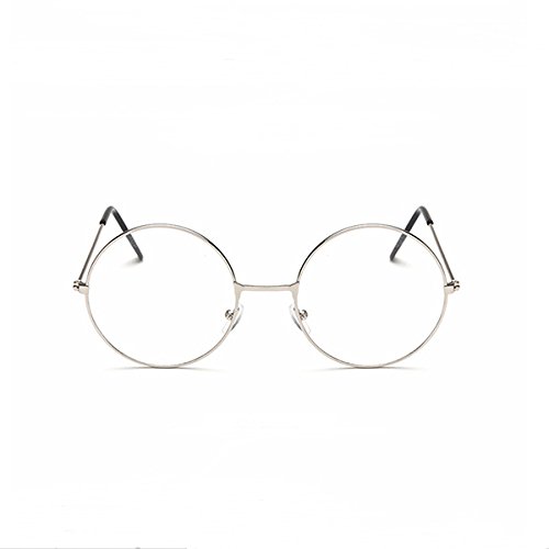 Óculos redondos unissex com lentes transparentes e retrô da Rosenice, ultraleve para cosplay (prata)