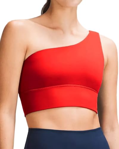 Image of Queenie Ke Womens One Shoulder Sports Bra Left Side Strap Yoga Bras Gym Training Workout Crop Tops