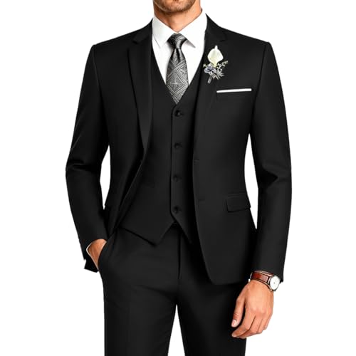 Image of Men's Suit 3 Pieces Slim Fit Wedding Suit for Men Formal Prom Tux with Tie