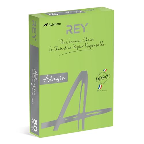 REY® ADAGIO Reprografisches Papier, intensives Grün, 80 g, DIN A4, PEFC™, 500 Blatt/Buntes Papier, Farbiges Kopierpapier/für Büro und Schule
