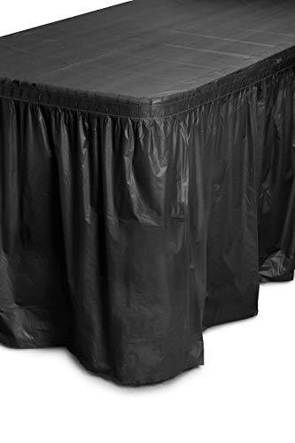 Exquisite Solid Color 14 Ft Plastic Tablecloth Skirt, Disposable Plastic Tableskirts - Black - 6 Count #TOP4