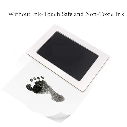 Inkless “Clean-Touch” Baby Handprint & Footprint Ink Pad with 2 Imprint Cards – 100% Safe, Non-Toxic & Mess-Free Keepsake for Newborns, Infants & Toddlers (Black) 2