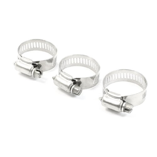 Aexit 3 x Clamps Hollow Out 12mm Wide Adjustable Stainless Steel Worm Gear Hose Strap Clamps Clamp 21-38mm