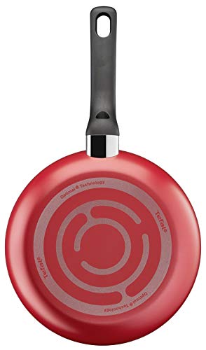 طقم أواني طبخ من تيفال، مصنوع من الألومنيوم باللون الأحمر، مع تقنية ثيرمو سيجنال ومقاوم للالتصاق وخفيف الوزن، يتكون من 12 قطعة