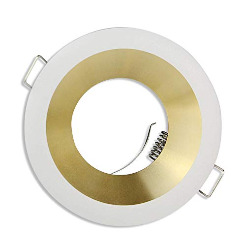 Foco empotrado marco blanco/oro redondo - Marco de montaje para bombillas GU10 MR16 100x100mm - Ø75mm Taladro de aluminio Foco empotrado