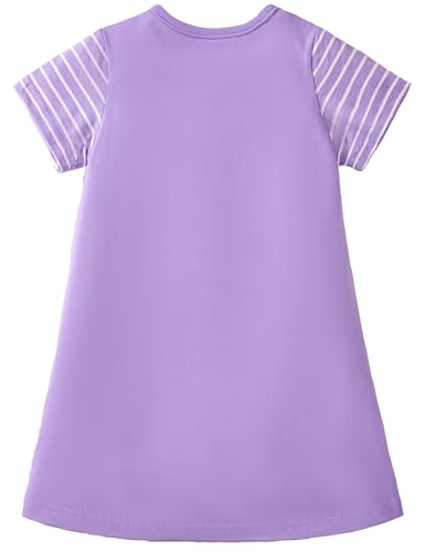 Hongshilian Toddler Girls' Cotton Casual Dress Cartoon Embroidery Applique Basic Short Sleeve Tunic Shirt Dresses2